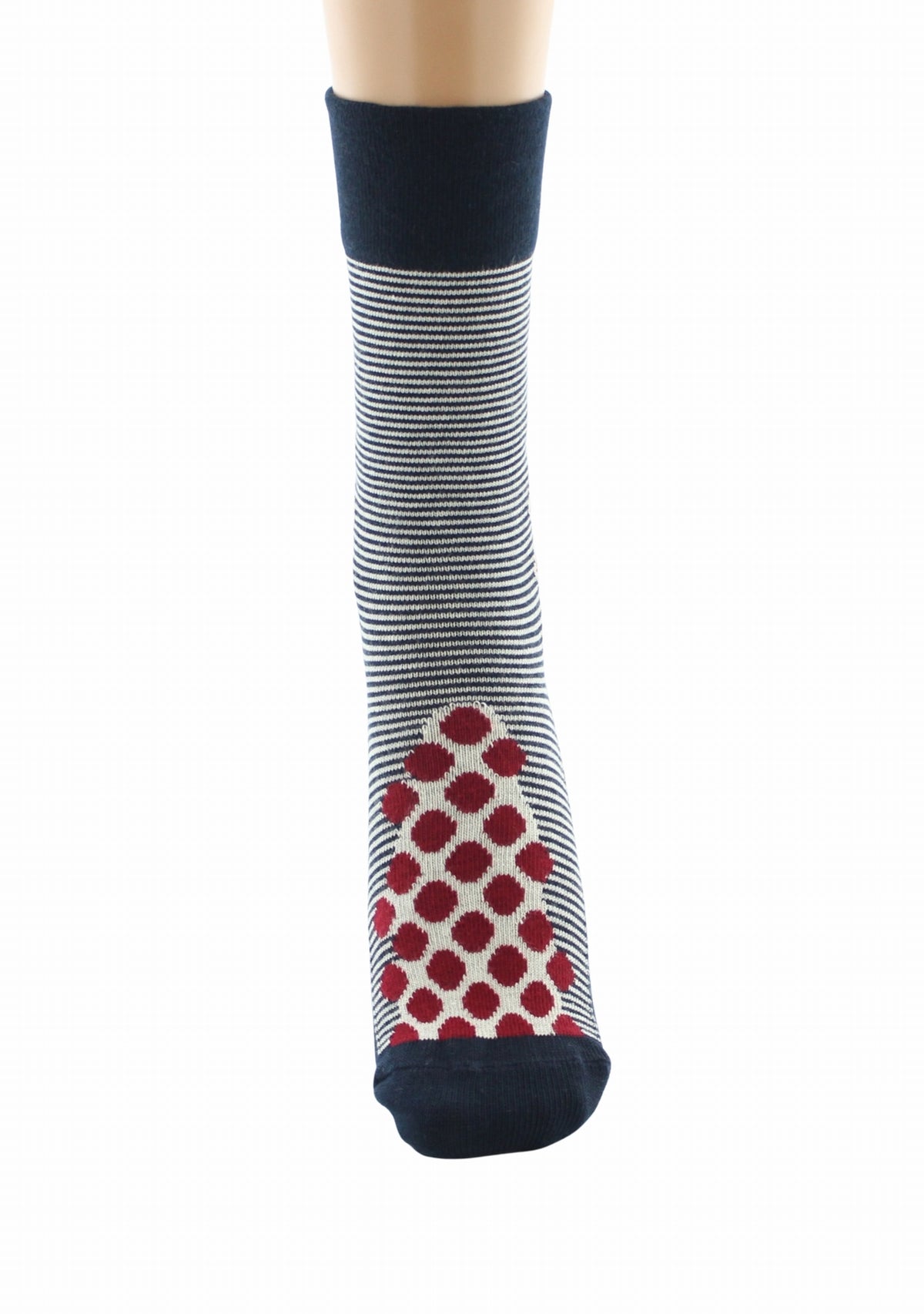 Chaussettes coton femme Berthe Aux Grands Pieds marinière marine/ivoire pois rouges MARINE/IVOIRE/ROUGE