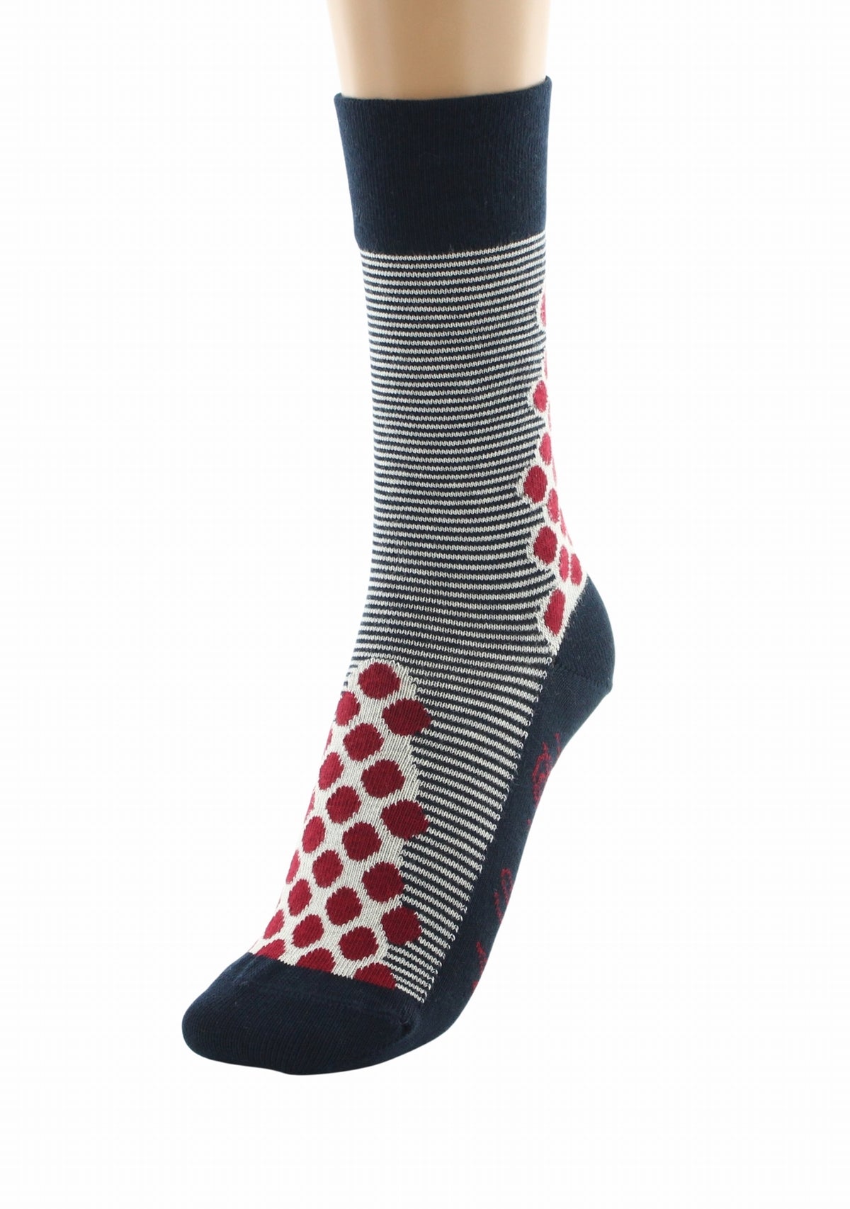 Chaussettes coton femme Berthe Aux Grands Pieds marinière marine/ivoire pois rouges MARINE/IVOIRE/ROUGE