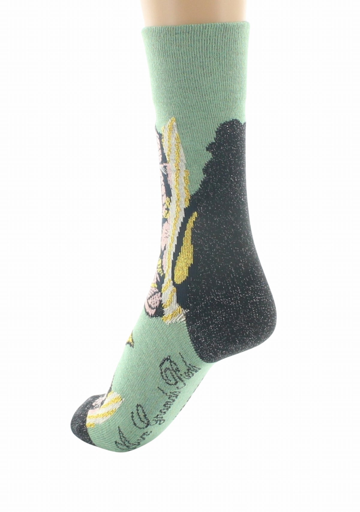 Chaussettes coton femme Feuilles d’Or - Berthe Aux Grands Pieds MARINE/VERT
