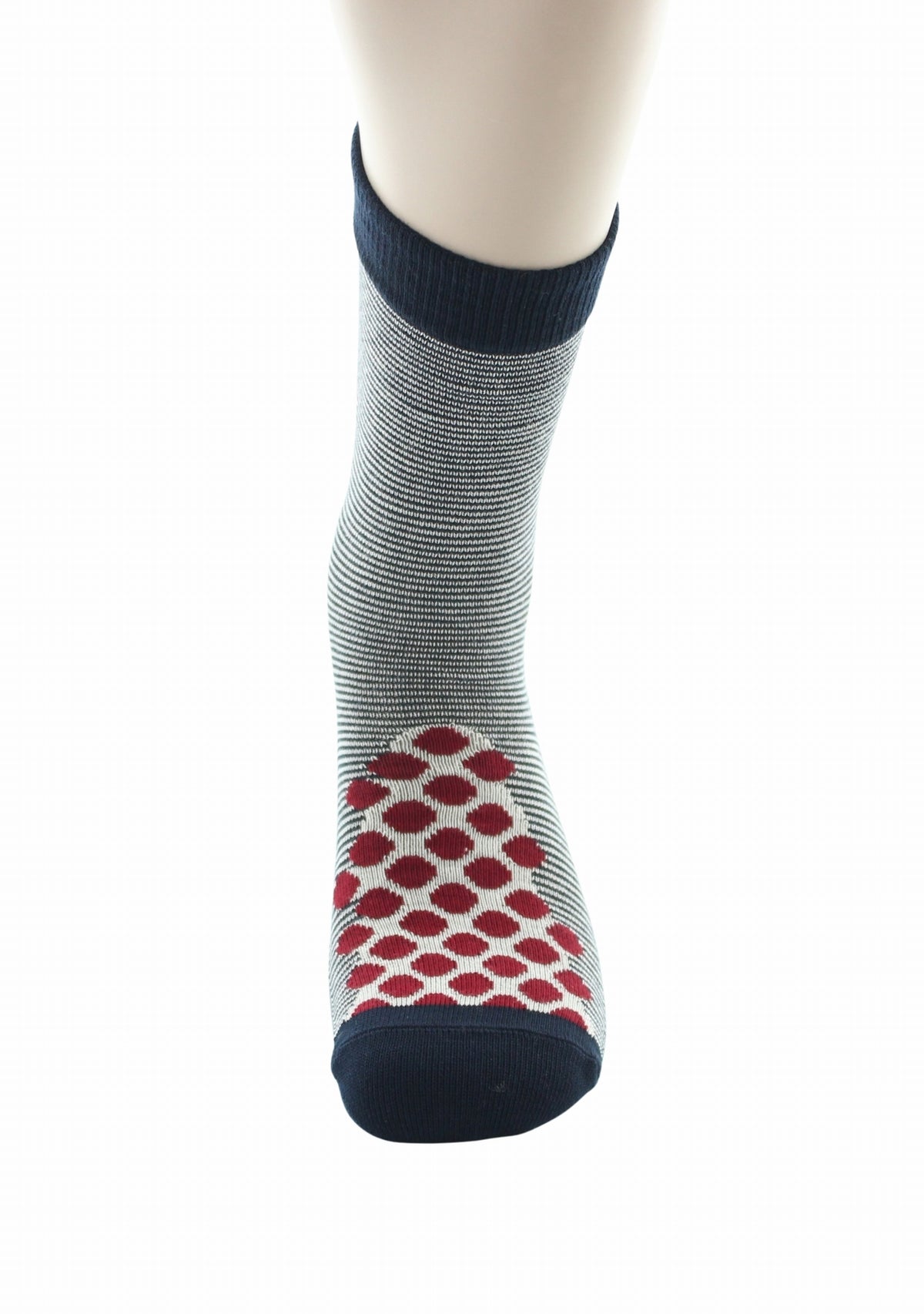Chaussettes coton homme Berthe Aux Grands Pieds marinière marine/ivoire pois rouges MARINE/IVOIRE/ROUGE