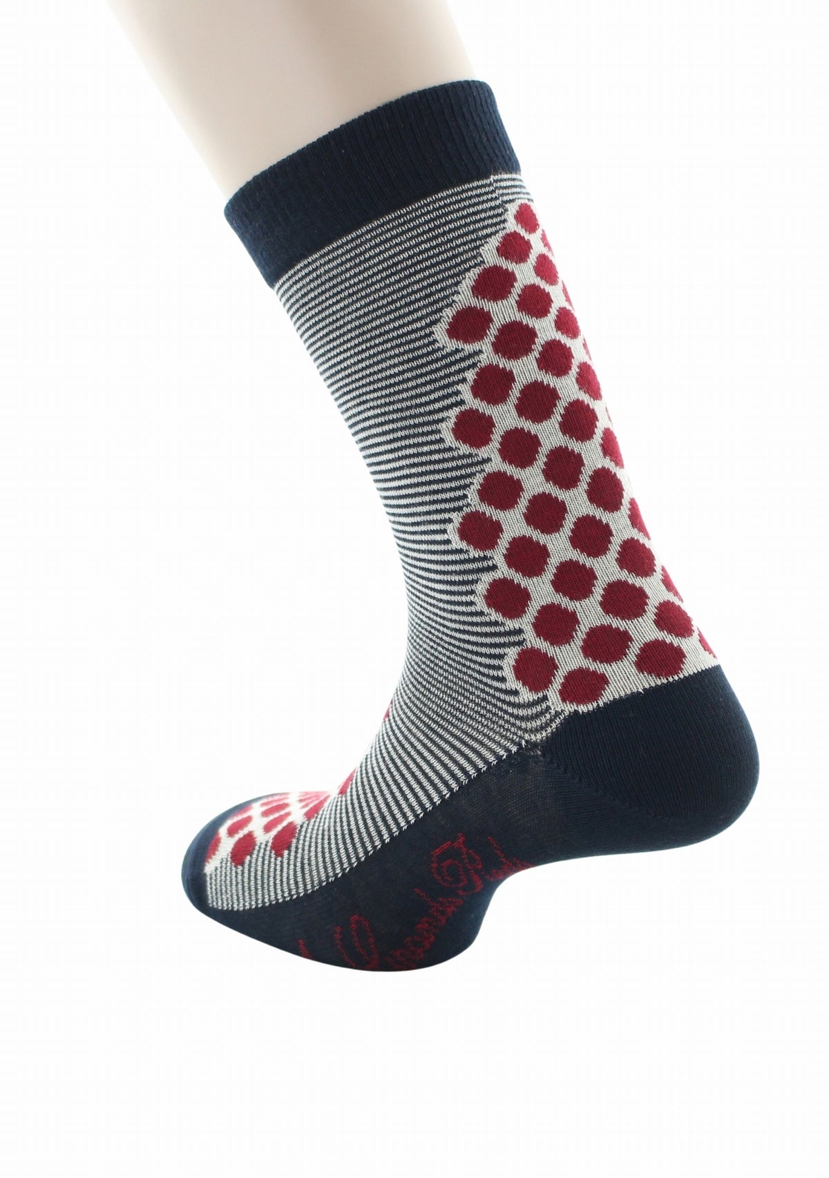 Chaussettes coton homme Berthe Aux Grands Pieds marinière marine/ivoire pois rouges MARINE/IVOIRE/ROUGE