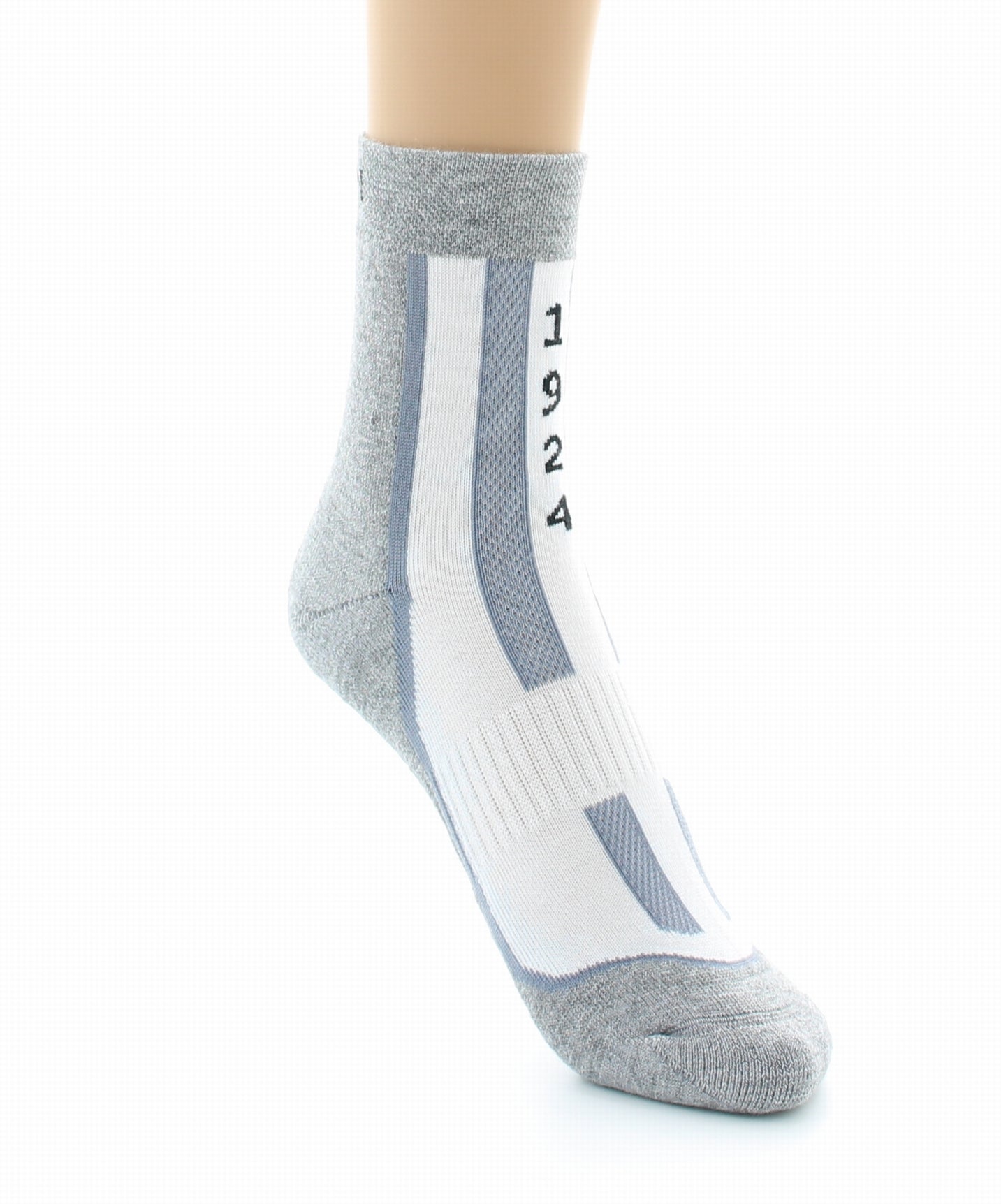 Chaussettes courtes de sport mixtes en Coolmax BLANC-GRIS