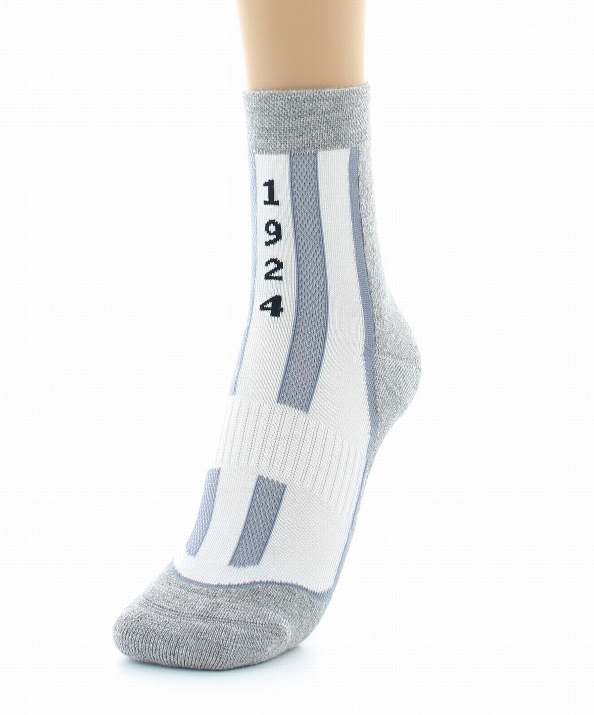 Chaussettes courtes de sport mixtes en Coolmax BLANC-GRIS