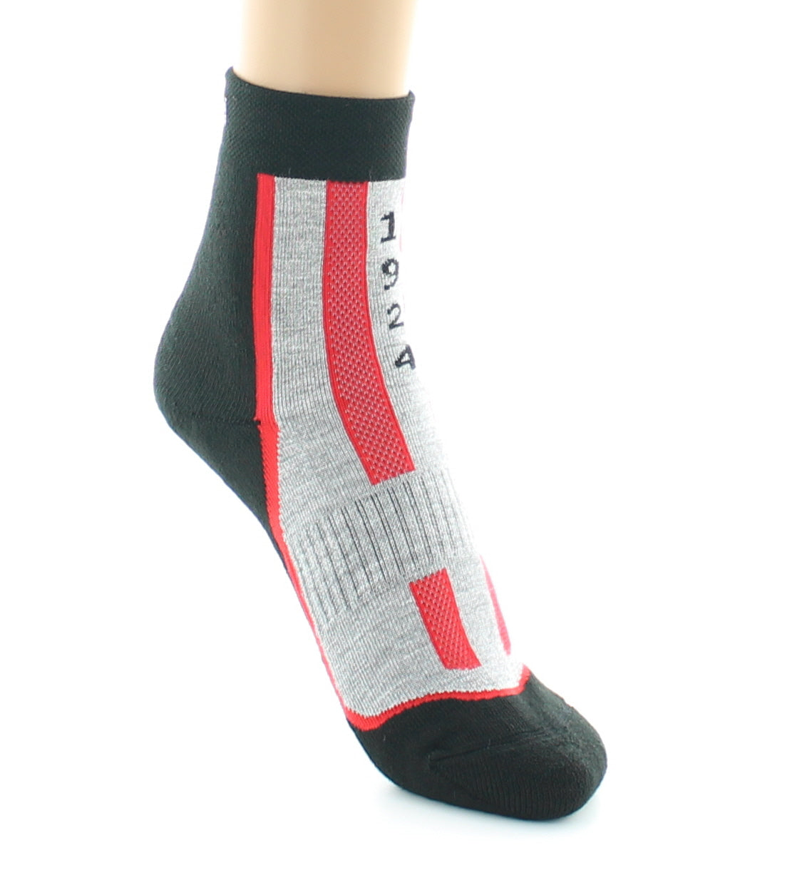Chaussettes courtes de sport mixtes en Coolmax NOIR-ROUGE