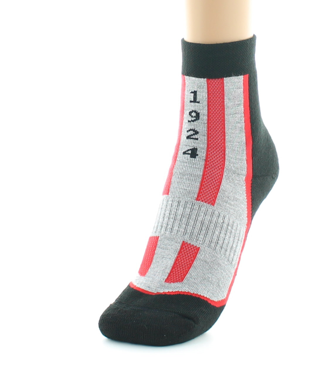 Chaussettes courtes de sport mixtes en Coolmax NOIR-ROUGE