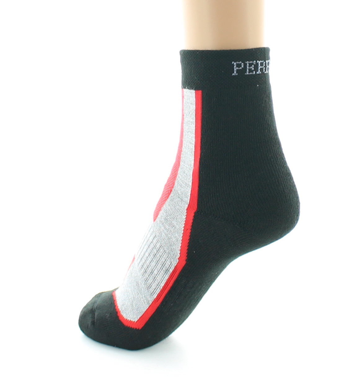 Chaussettes courtes de sport mixtes en Coolmax NOIR-ROUGE