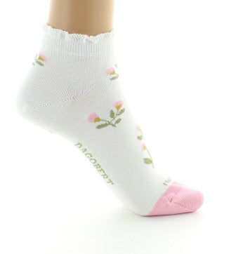 Chaussettes courtes fantaisie Fleurs - Blanc BLANC
