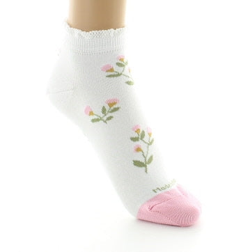 Chaussettes courtes fantaisie Fleurs - Blanc BLANC