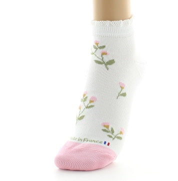 Chaussettes courtes fantaisie Fleurs - Blanc BLANC