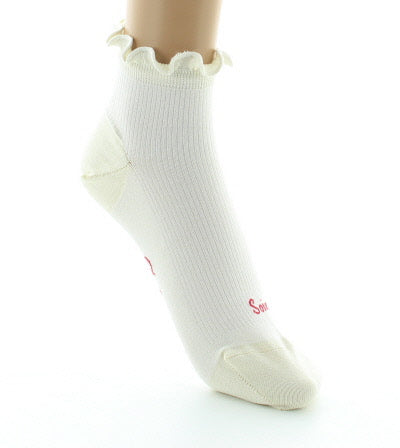 Chaussettes courtes femme à côtes en soie Écru IVOIRE