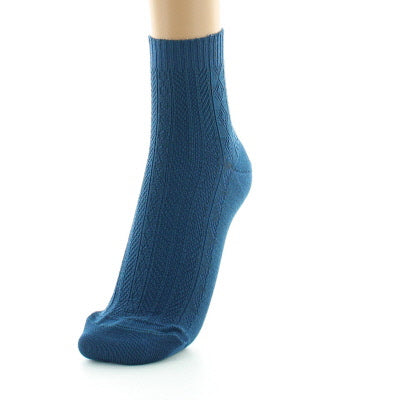 Chaussettes courtes femme à maille jacquard en soie sans élastique BLEU MINUIT