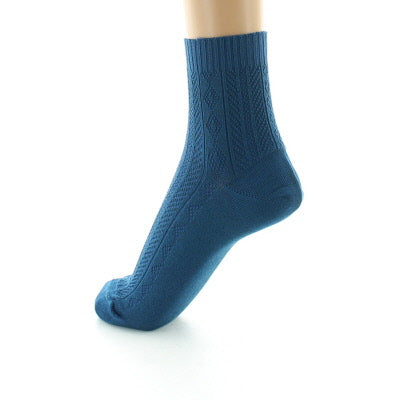 Chaussettes courtes femme à maille jacquard en soie sans élastique BLEU MINUIT