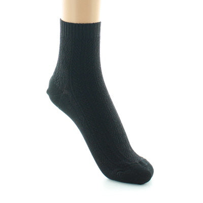 Chaussettes courtes femme à maille jacquard en soie sans élastique NOIR