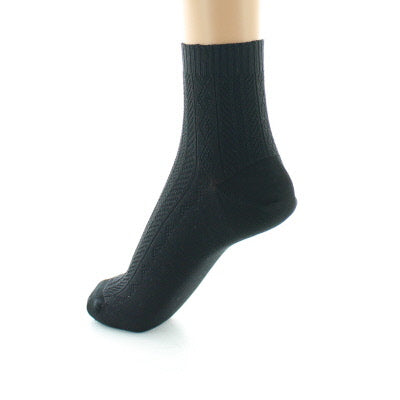 Chaussettes courtes femme à maille jacquard en soie sans élastique NOIR