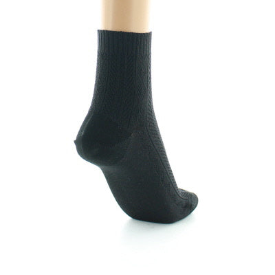 Chaussettes courtes femme à maille jacquard en soie sans élastique NOIR