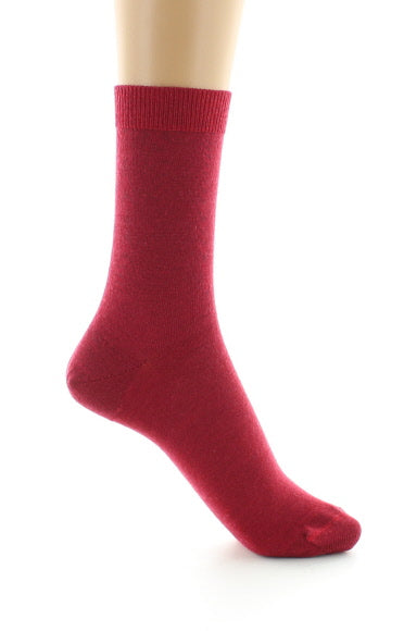 Chaussettes courtes femme en laine peignée mélangée ROUGE