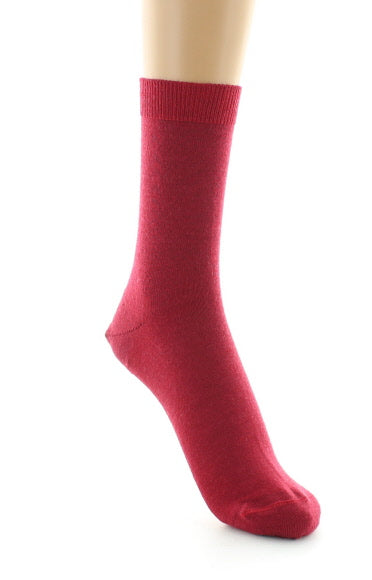 Chaussettes courtes femme en laine peignée mélangée ROUGE