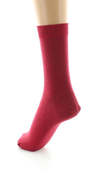 Chaussettes courtes femme en laine peignée mélangée ROUGE