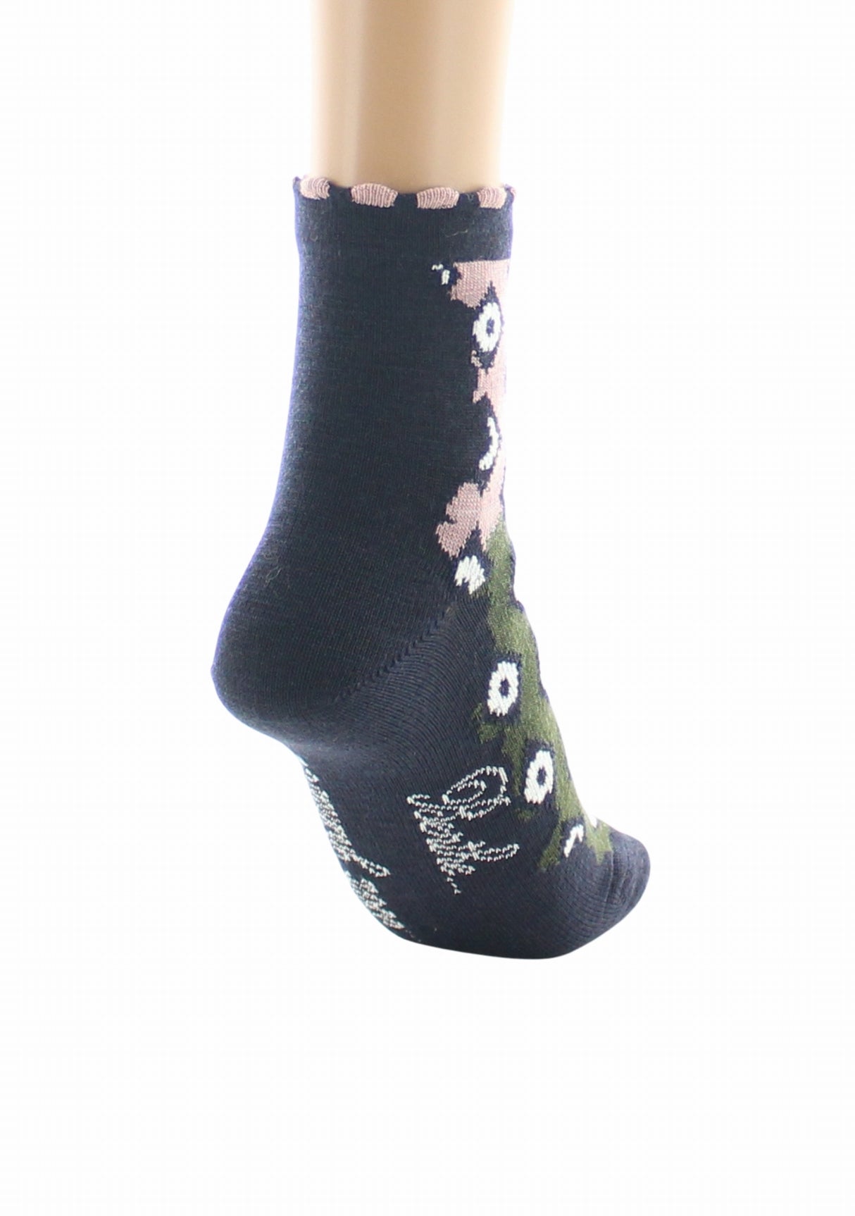 Chaussettes courtes femme laine peignée Berthe Losanges MARINE