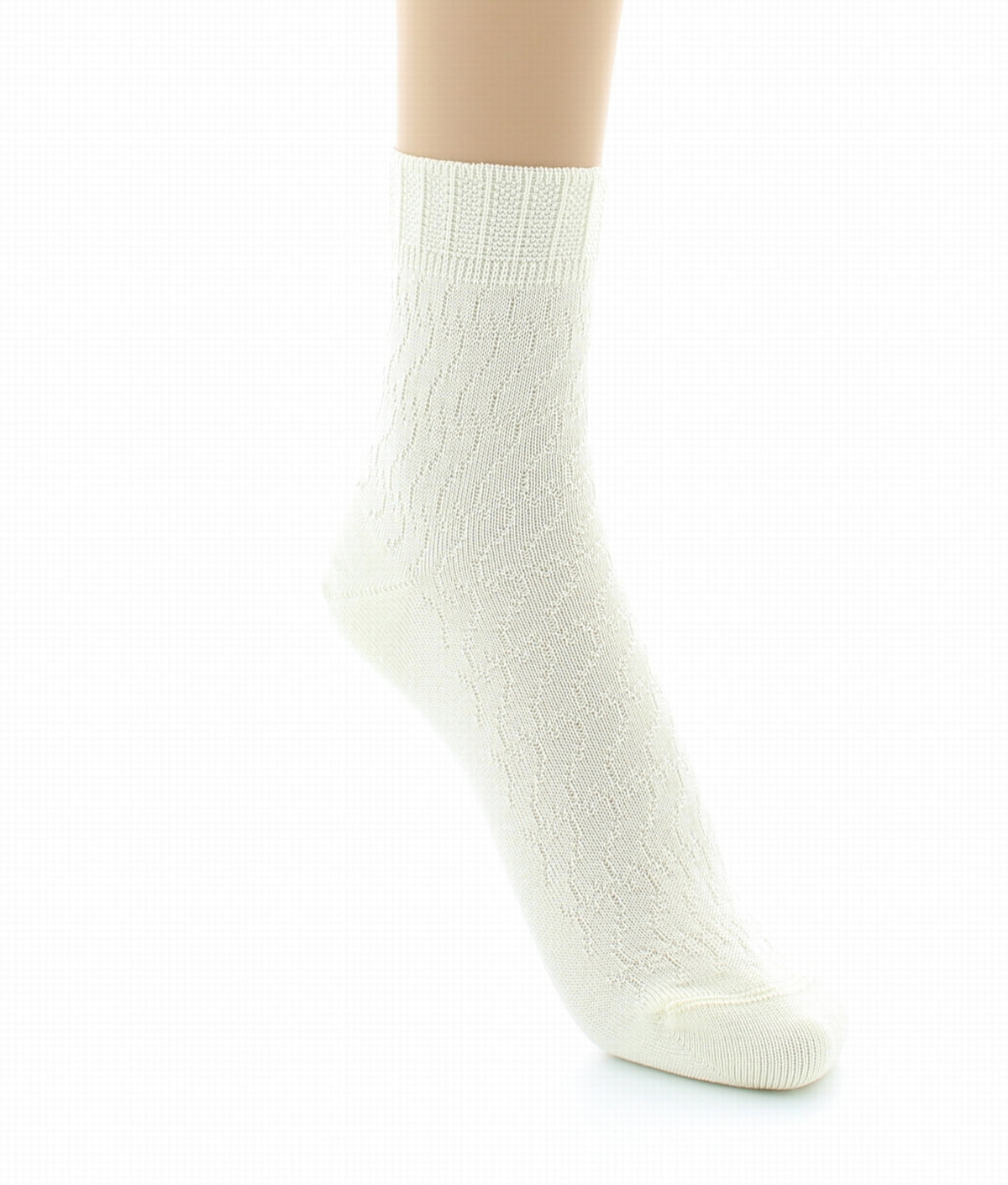 Chaussettes courtes femme maille jacquard en pur coton fil d'Écosse ECRU