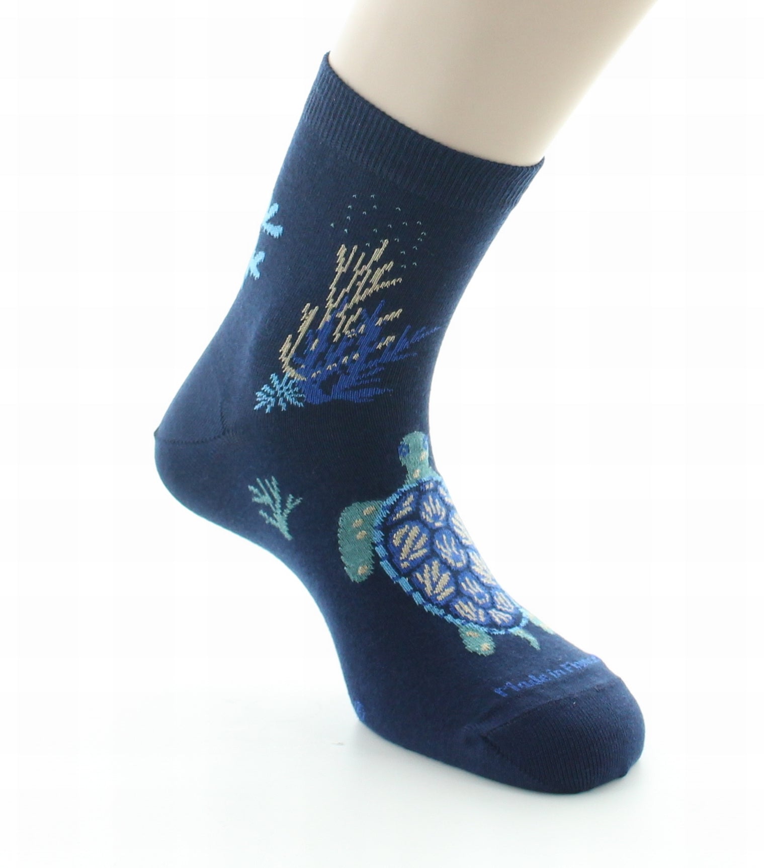 Chaussettes courtes homme coton tortue bleu BLEU MARINE