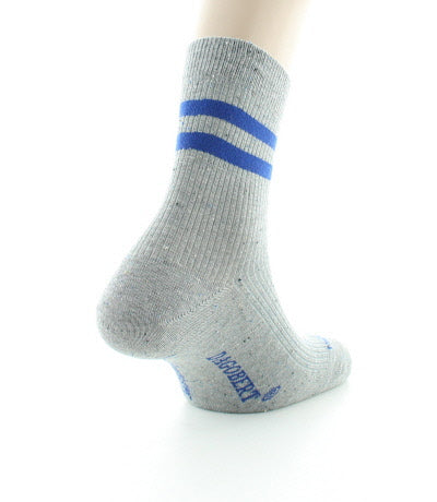 Chaussettes courtes homme en coton et soie Gris chiné/Bleu royal GRIS