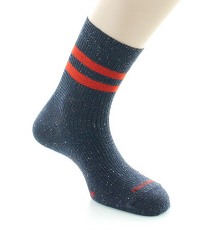 Chaussettes courtes homme en coton et soie Marine chiné/Orange BLEU MARINE