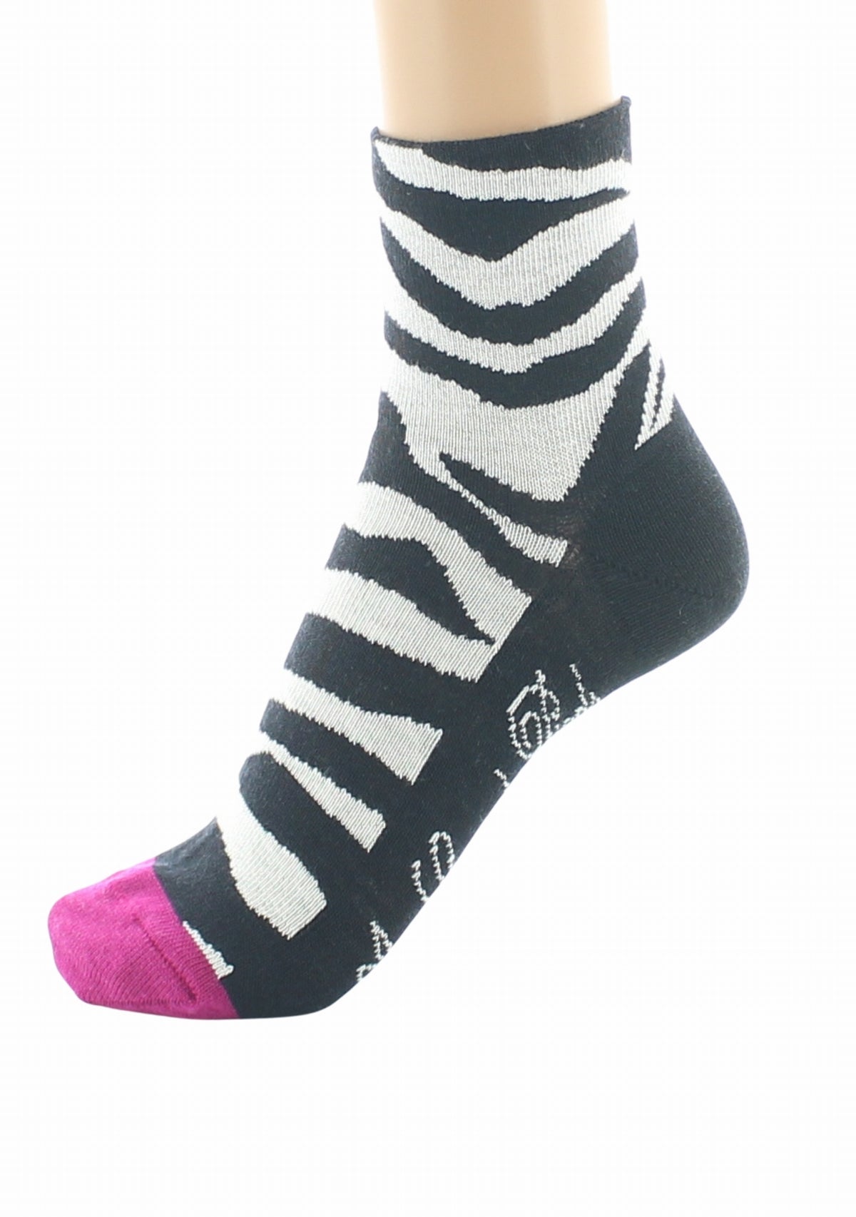 Chaussettes courtes laine femme Zèbre - Berthe Aux Grands Pieds NOIR/BLANC