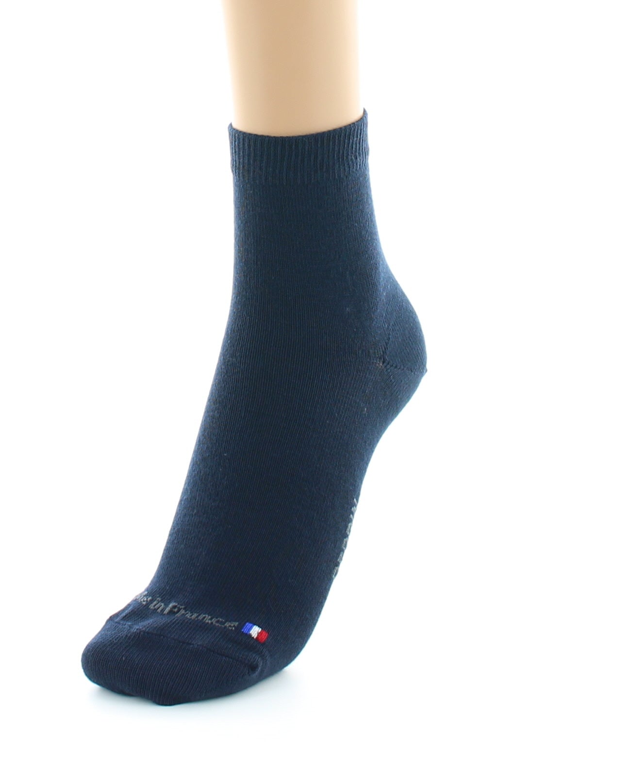 Chaussettes courtes mixtes en coton peigné MARINE