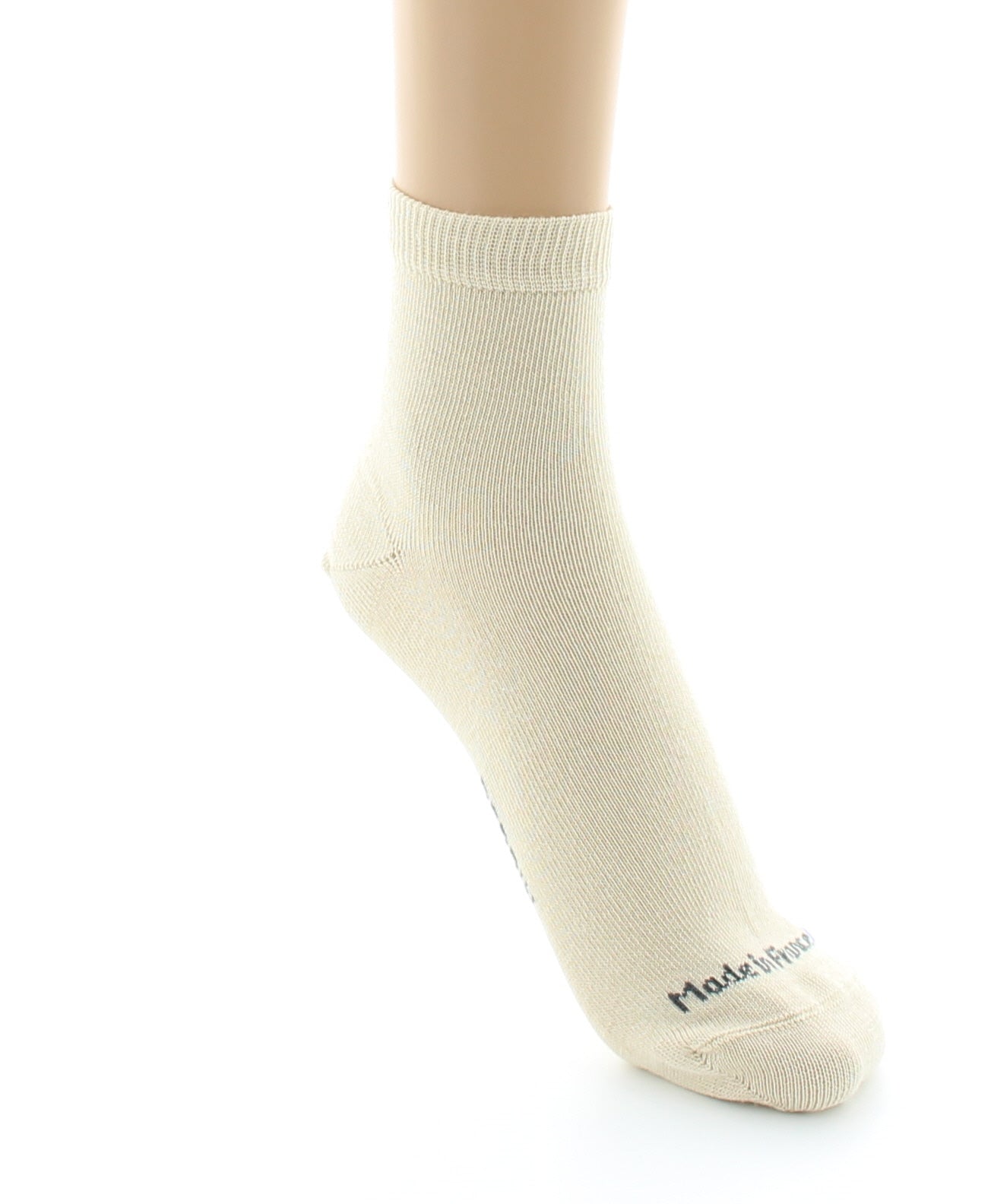 Chaussettes courtes mixtes en coton peigné SABLE