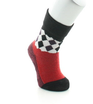 Chaussettes Damiers asymétriques NOIR-ROUGE