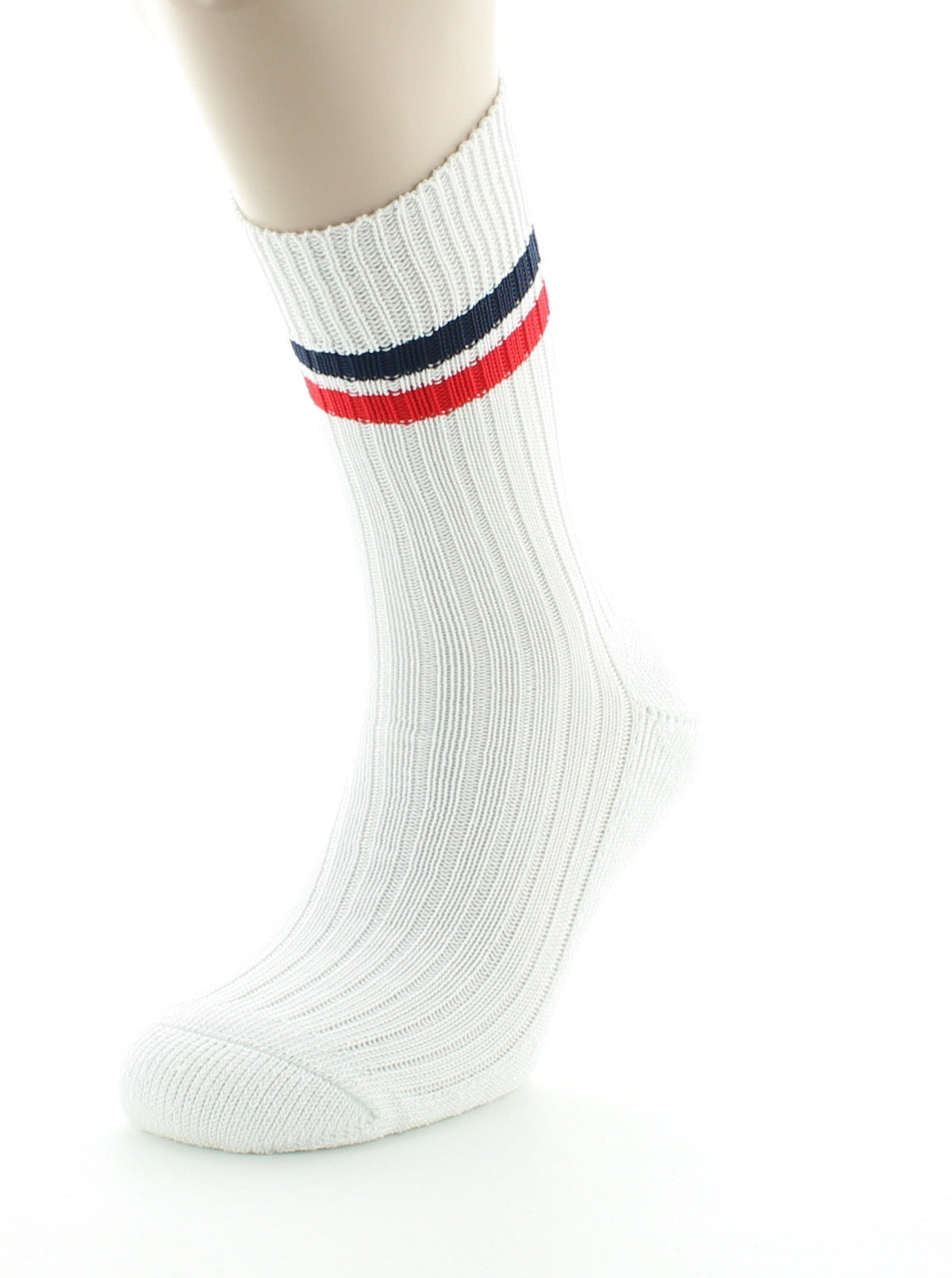 Chaussettes de tennis mixtes intérieur doublé en coton BLANC/ROUGE