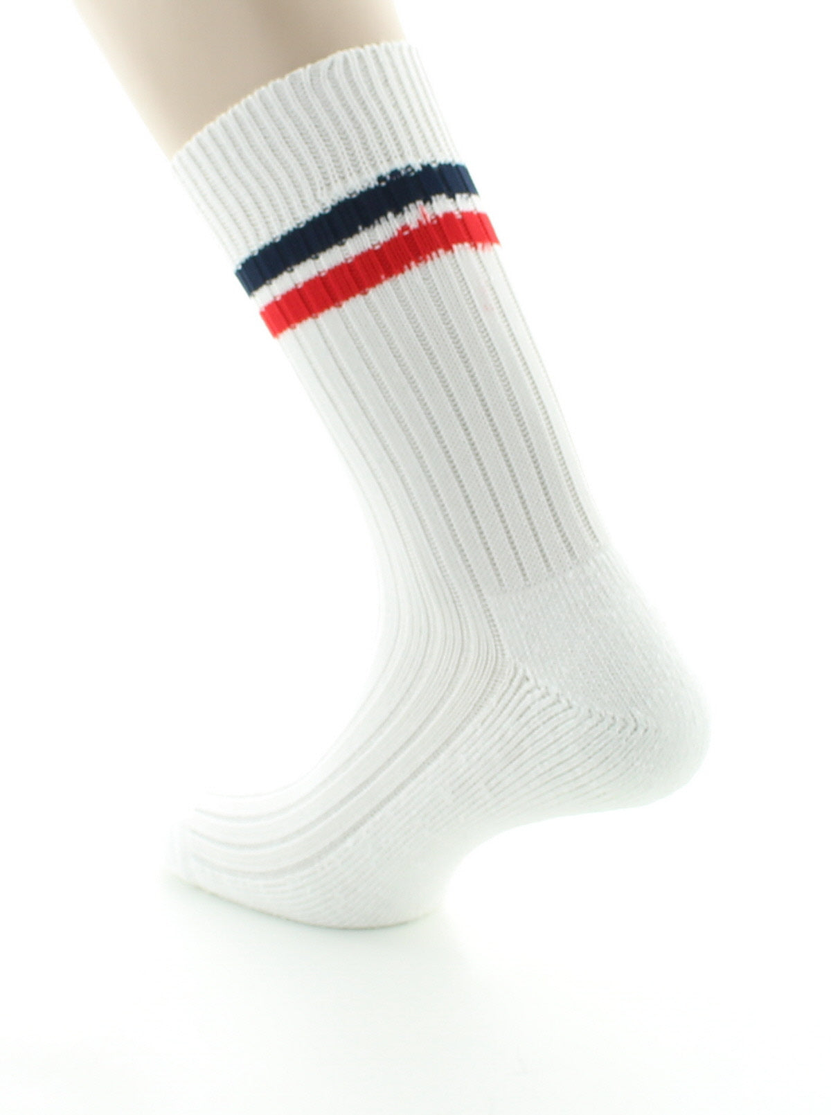 Chaussettes de tennis mixtes intérieur doublé en coton BLANC/ROUGE