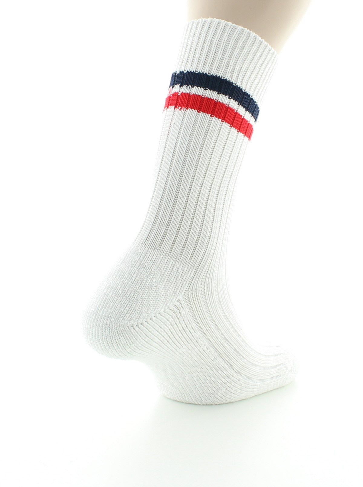 Chaussettes de tennis mixtes intérieur doublé en coton BLANC/ROUGE