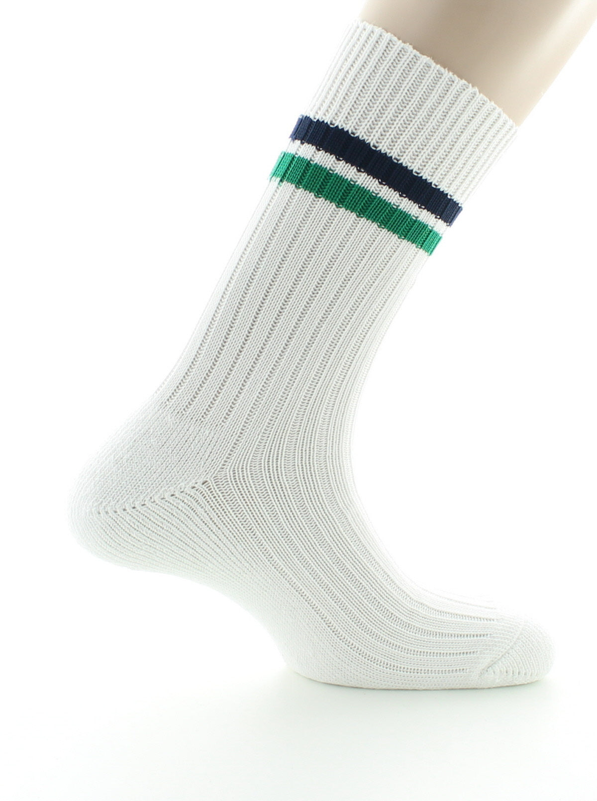 Chaussettes de tennis mixtes intérieur doublé en coton BLANC/VERT