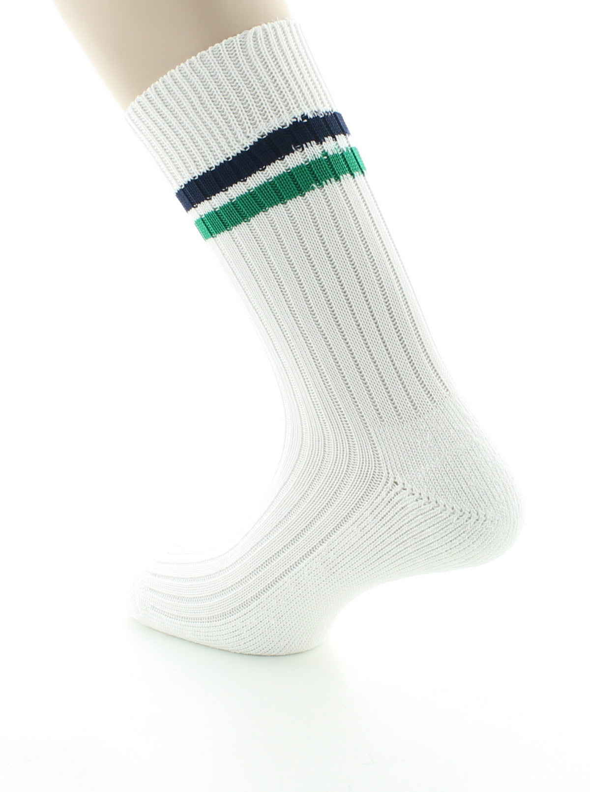 Chaussettes de tennis mixtes intérieur doublé en coton BLANC/VERT