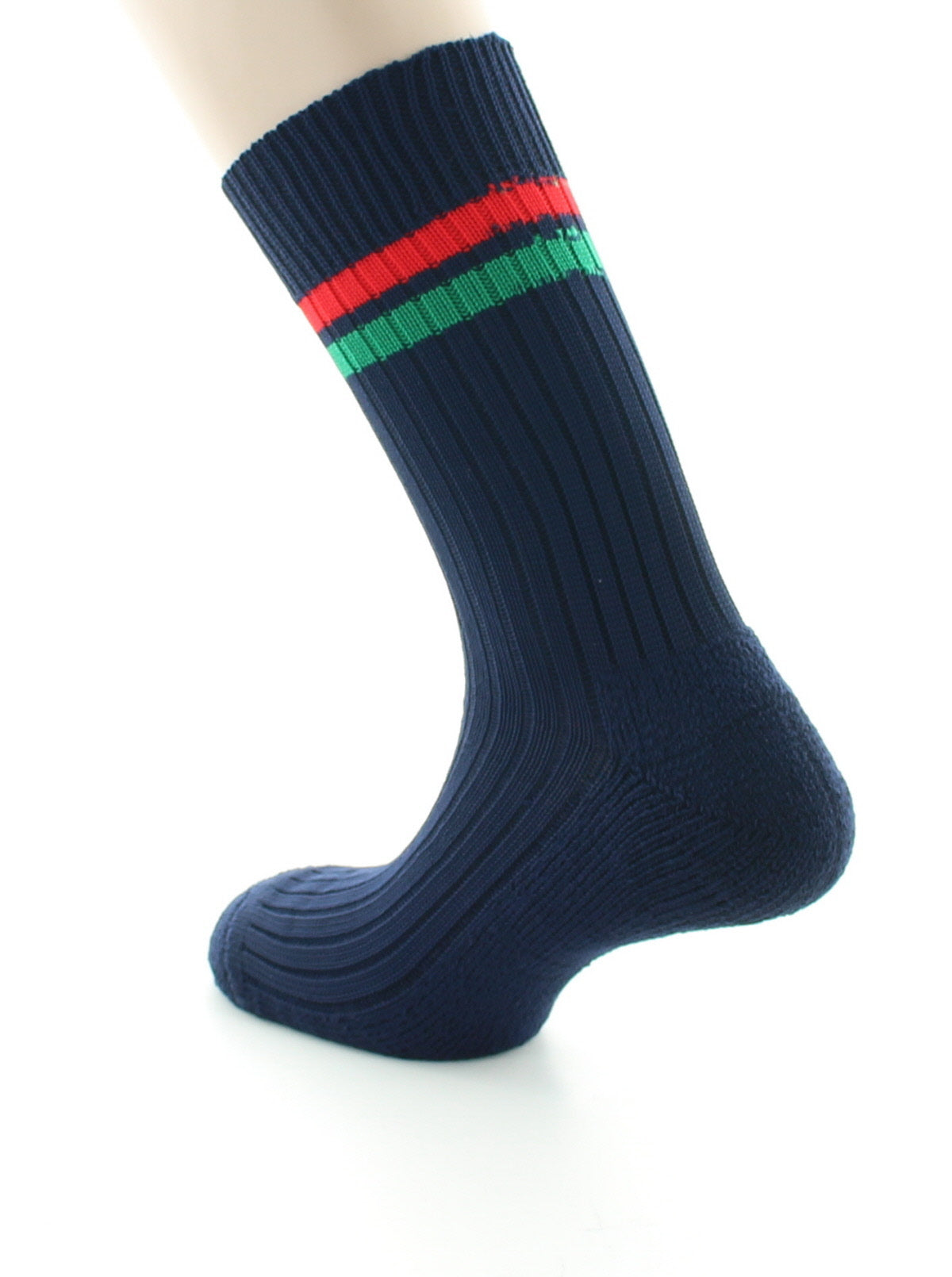 Chaussettes de tennis mixtes intérieur doublé en coton MARINE/VERT