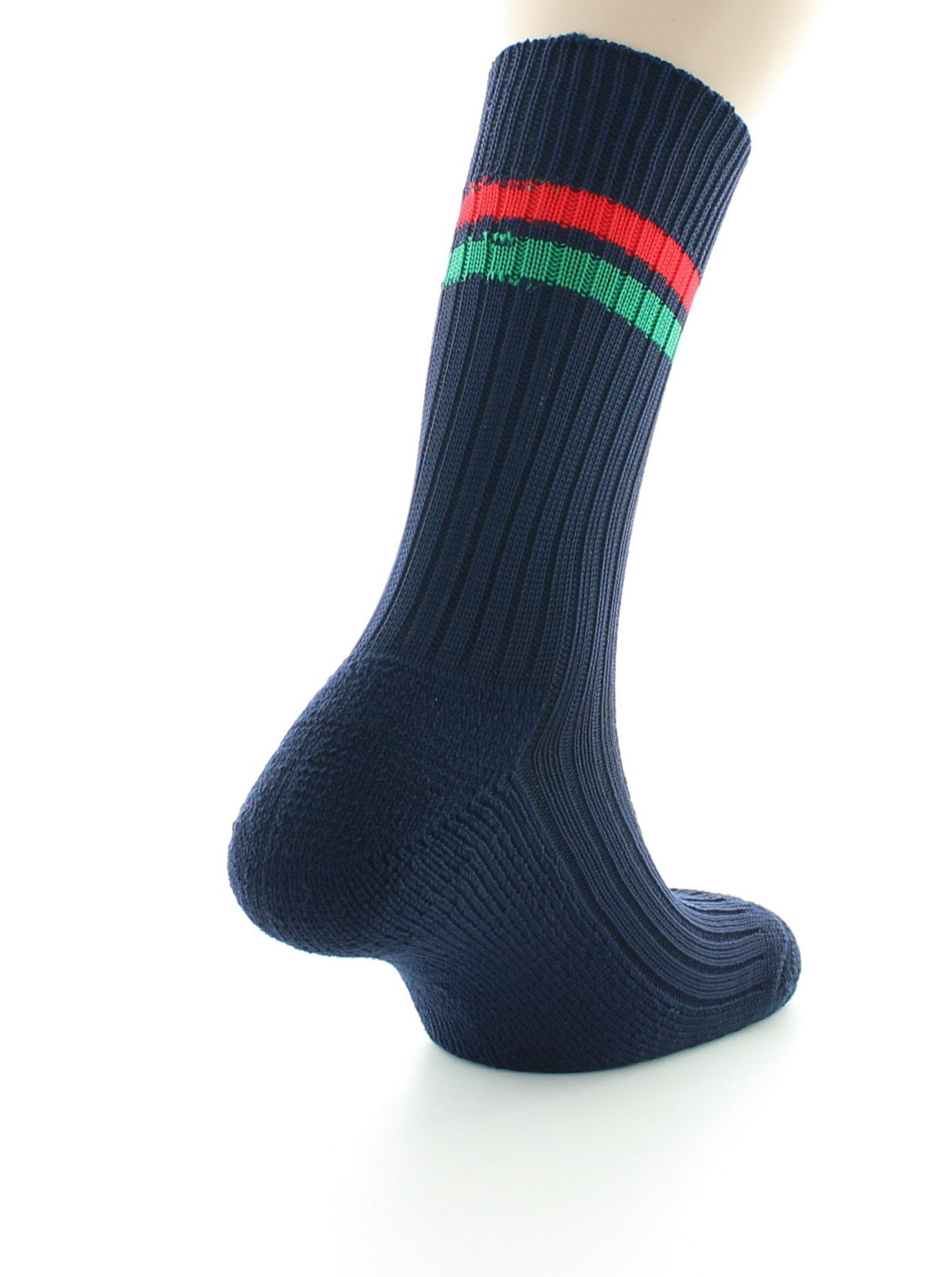 Chaussettes de tennis mixtes intérieur doublé en coton MARINE/VERT