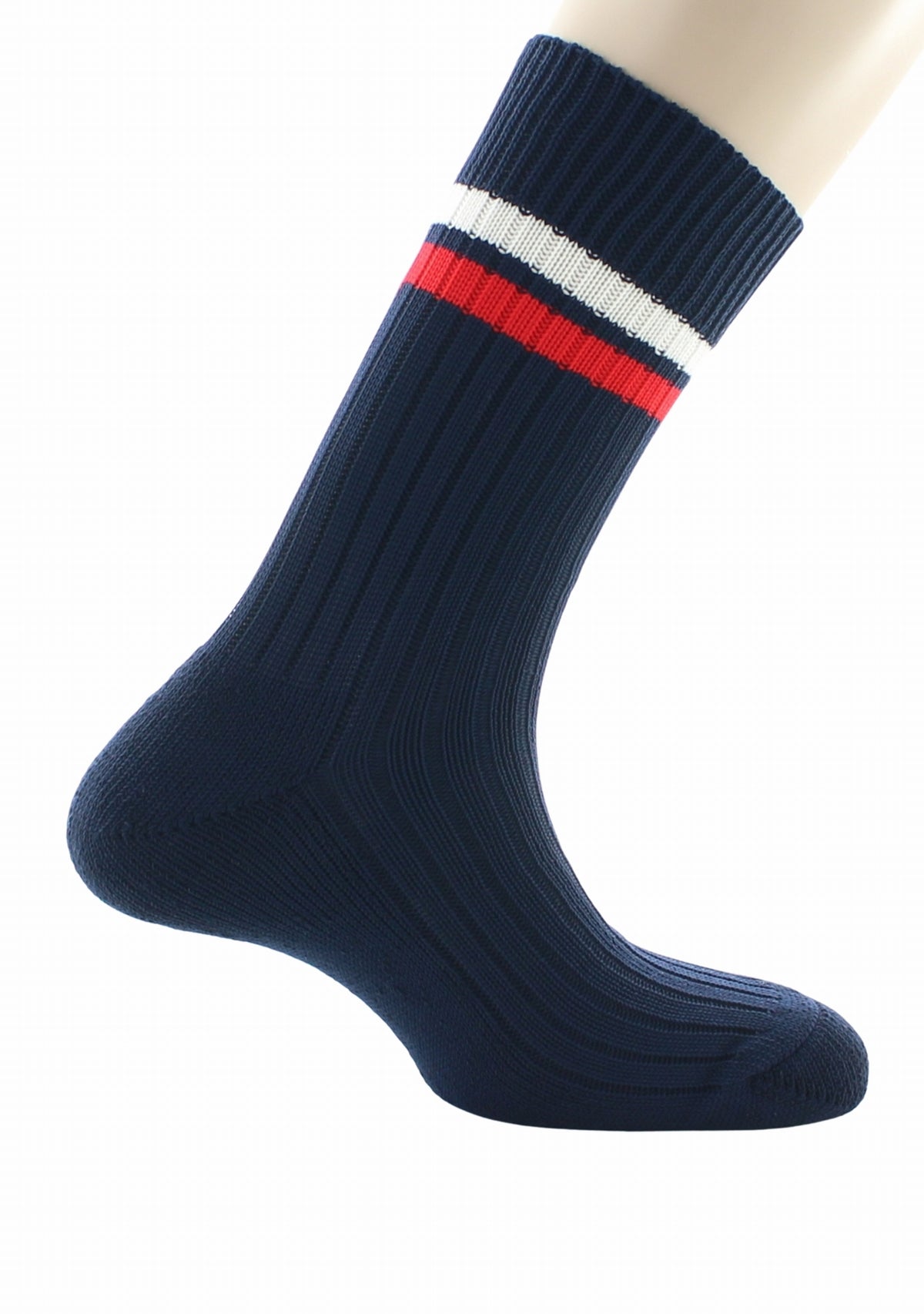 Chaussettes de travail mixtes Perrin marine bandes blanche et rouge MARINE