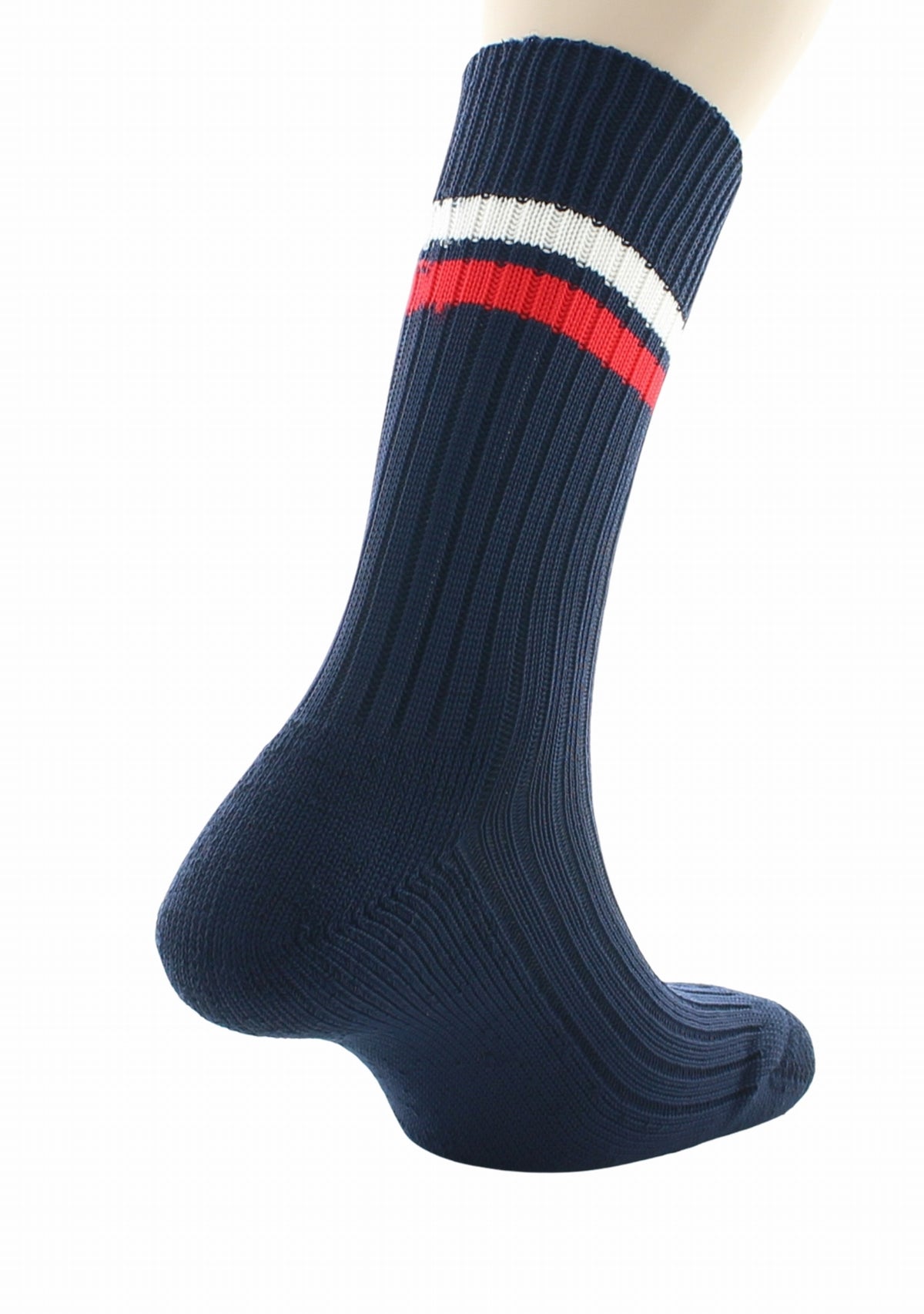 Chaussettes de travail mixtes Perrin marine bandes blanche et rouge MARINE