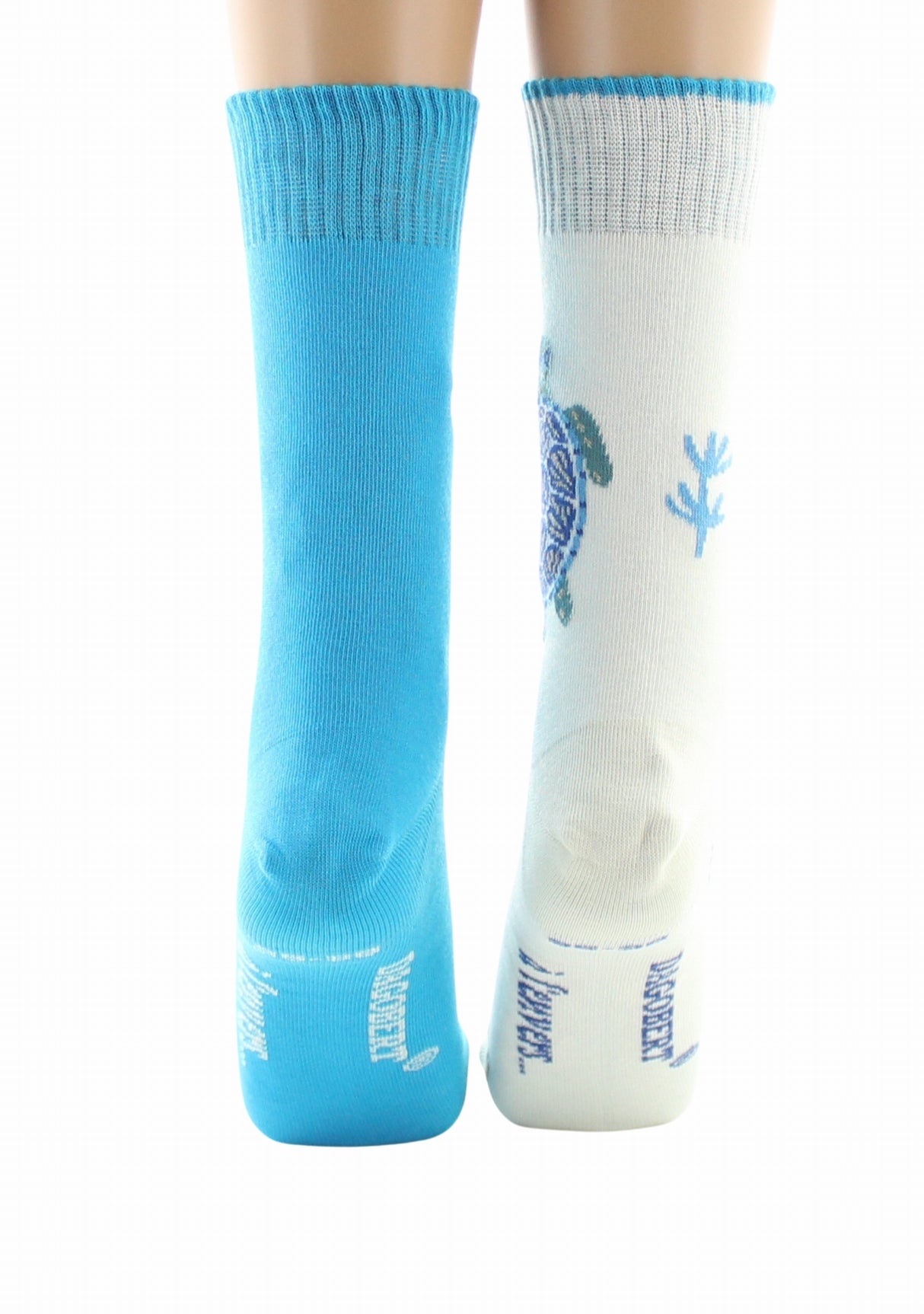 Chaussettes doubles femme Dagobert à l’envers Tortue Écru/Turquoise ECRU/TURQUOISE