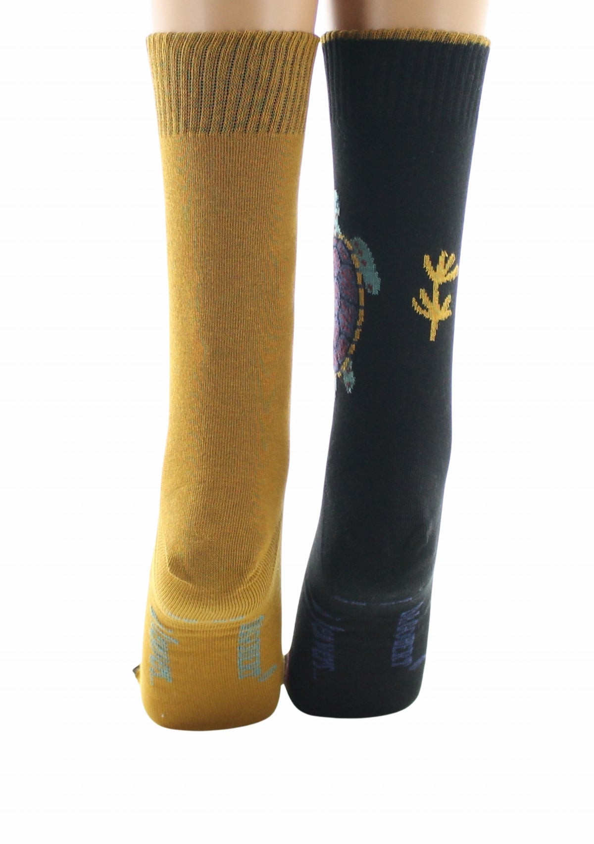 Chaussettes doubles femme Dagobert à l’envers Tortue Noir / Moutarde NOIR/MOUTARDE