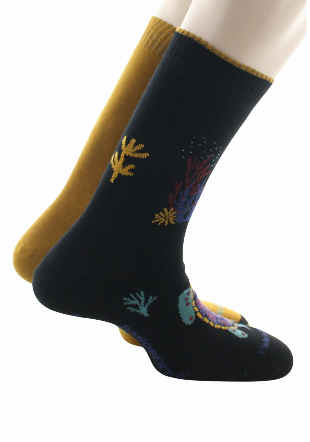 Chaussettes doubles homme Dagobert Tortue Noir/Moutarde NOIR/MOUTARDE