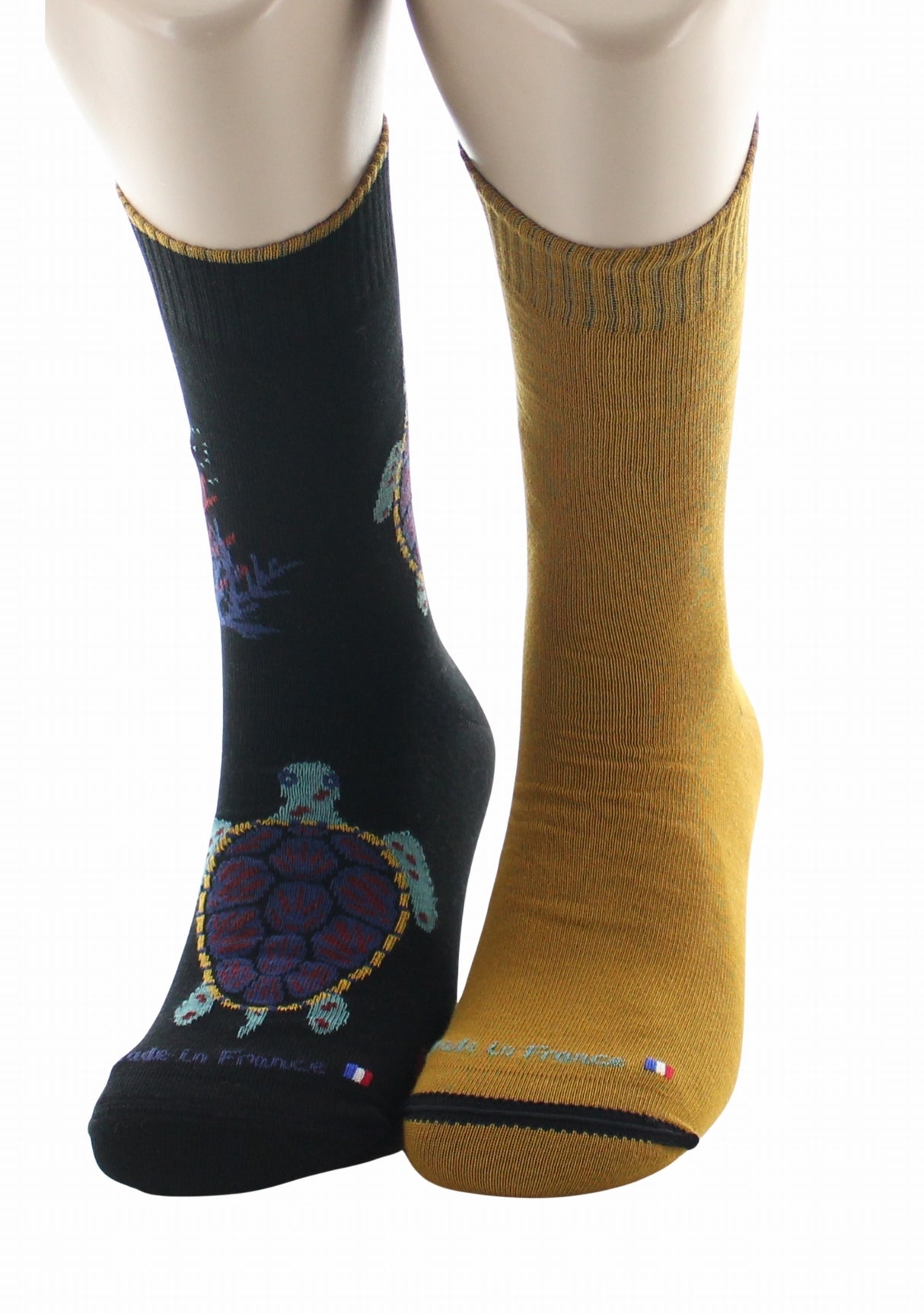 Chaussettes doubles homme Dagobert Tortue Noir/Moutarde NOIR/MOUTARDE