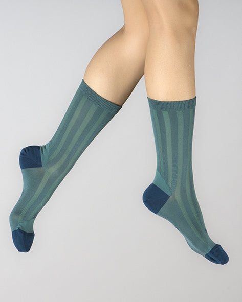 Chaussettes en Soie Turquoise - Talon et pointe Bleu Indigo TURQUOISE