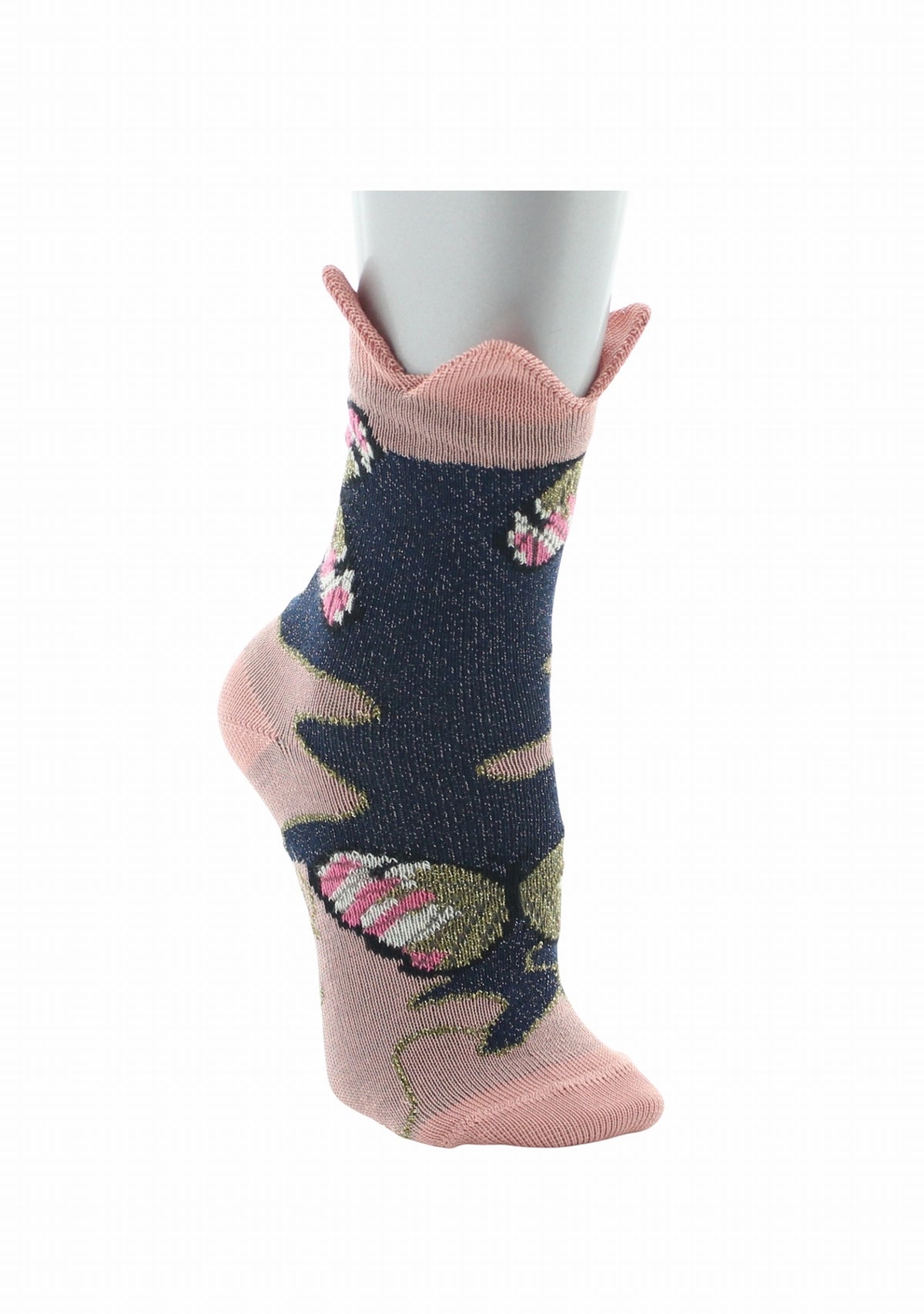 Chaussettes enfant Berthe Aux Grands Pieds papillons et couronne rose ROSE