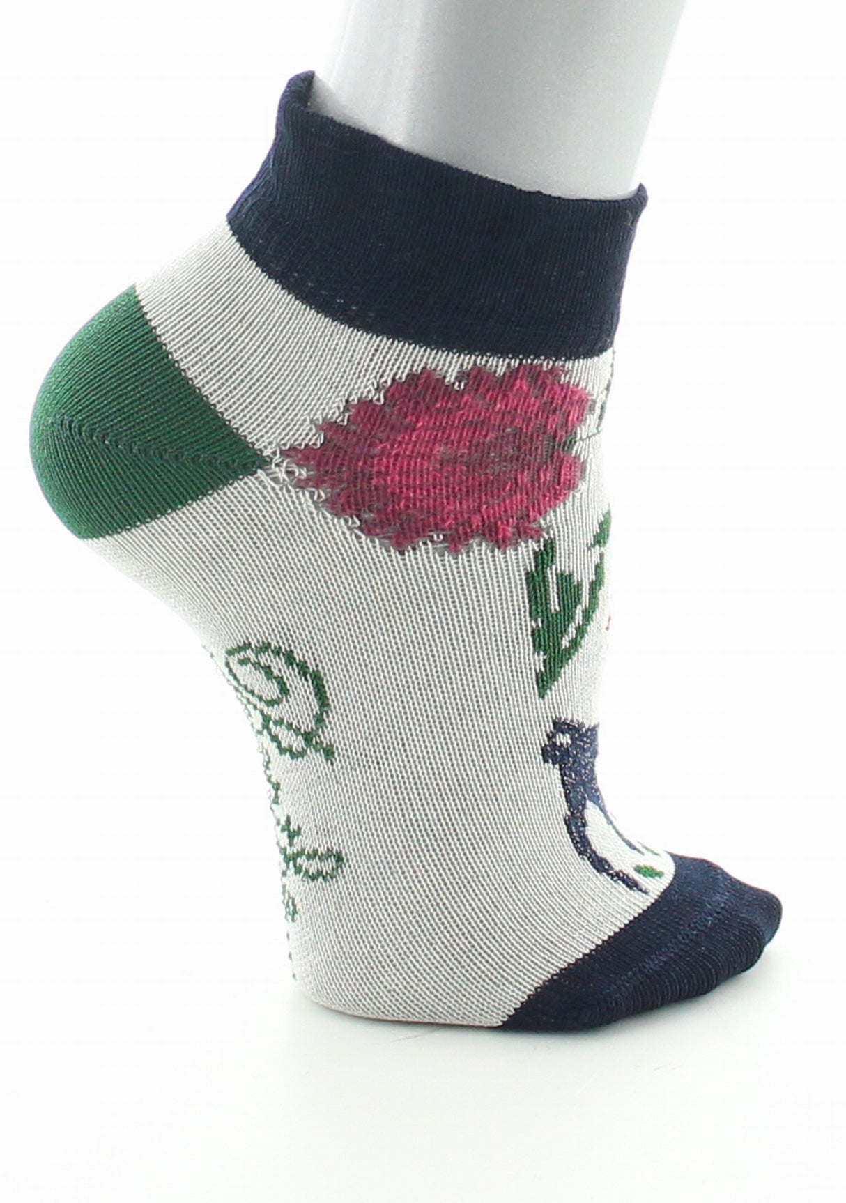 Chaussettes enfant coton fil d'Ecosse Fleurs et Feuilles IVOIRE