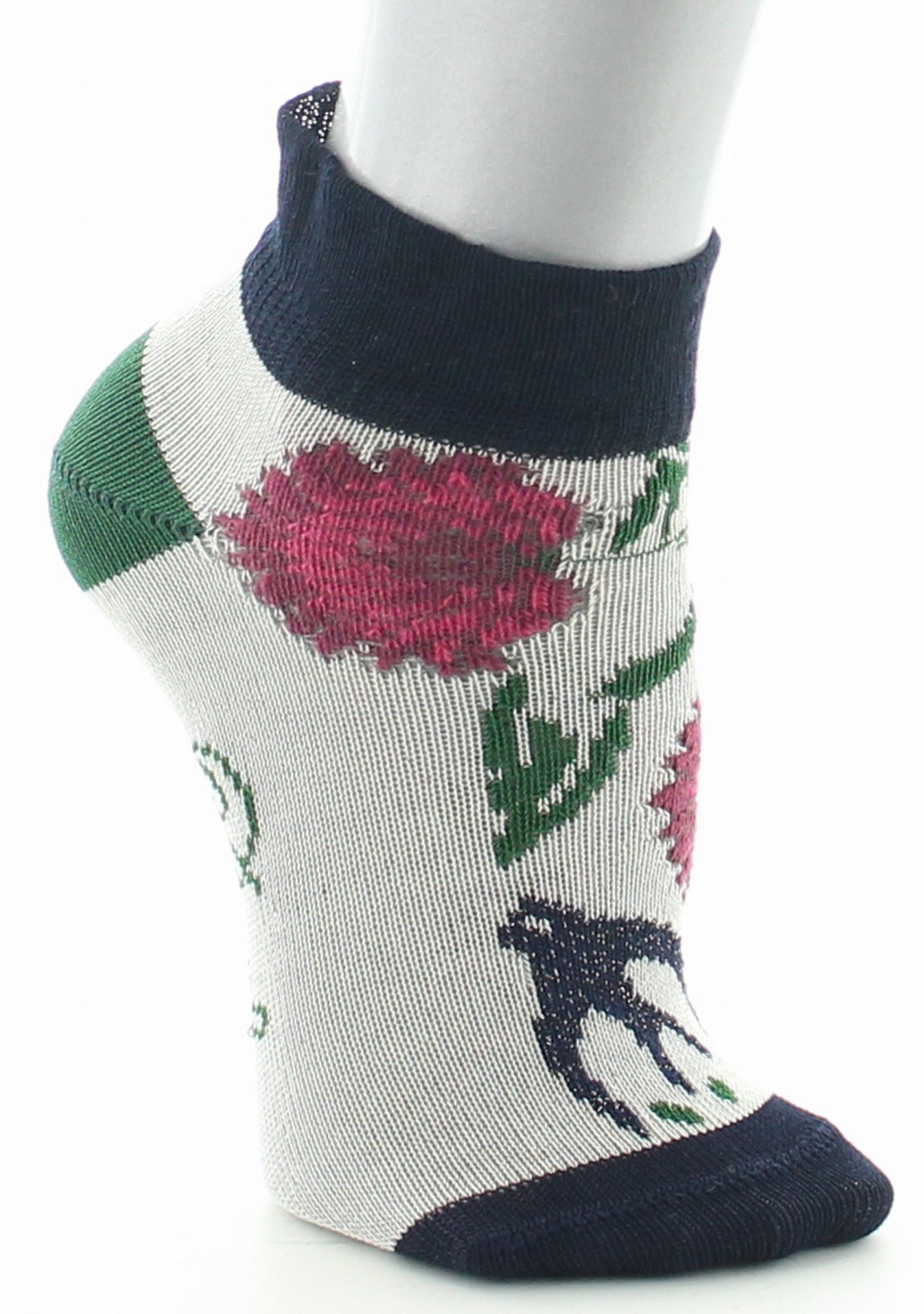 Chaussettes enfant coton fil d'Ecosse Fleurs et Feuilles IVOIRE