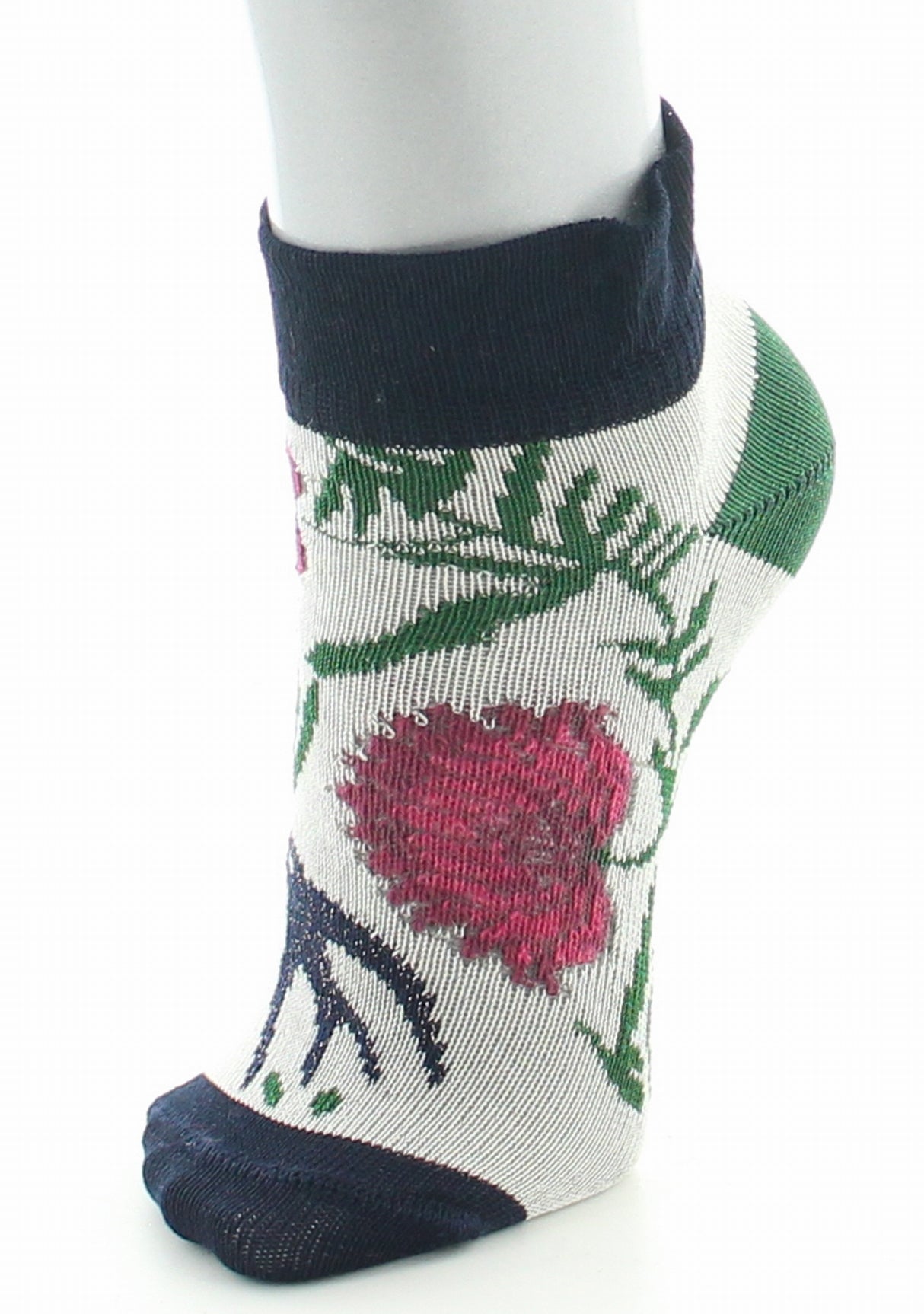 Chaussettes enfant coton fil d'Ecosse Fleurs et Feuilles IVOIRE