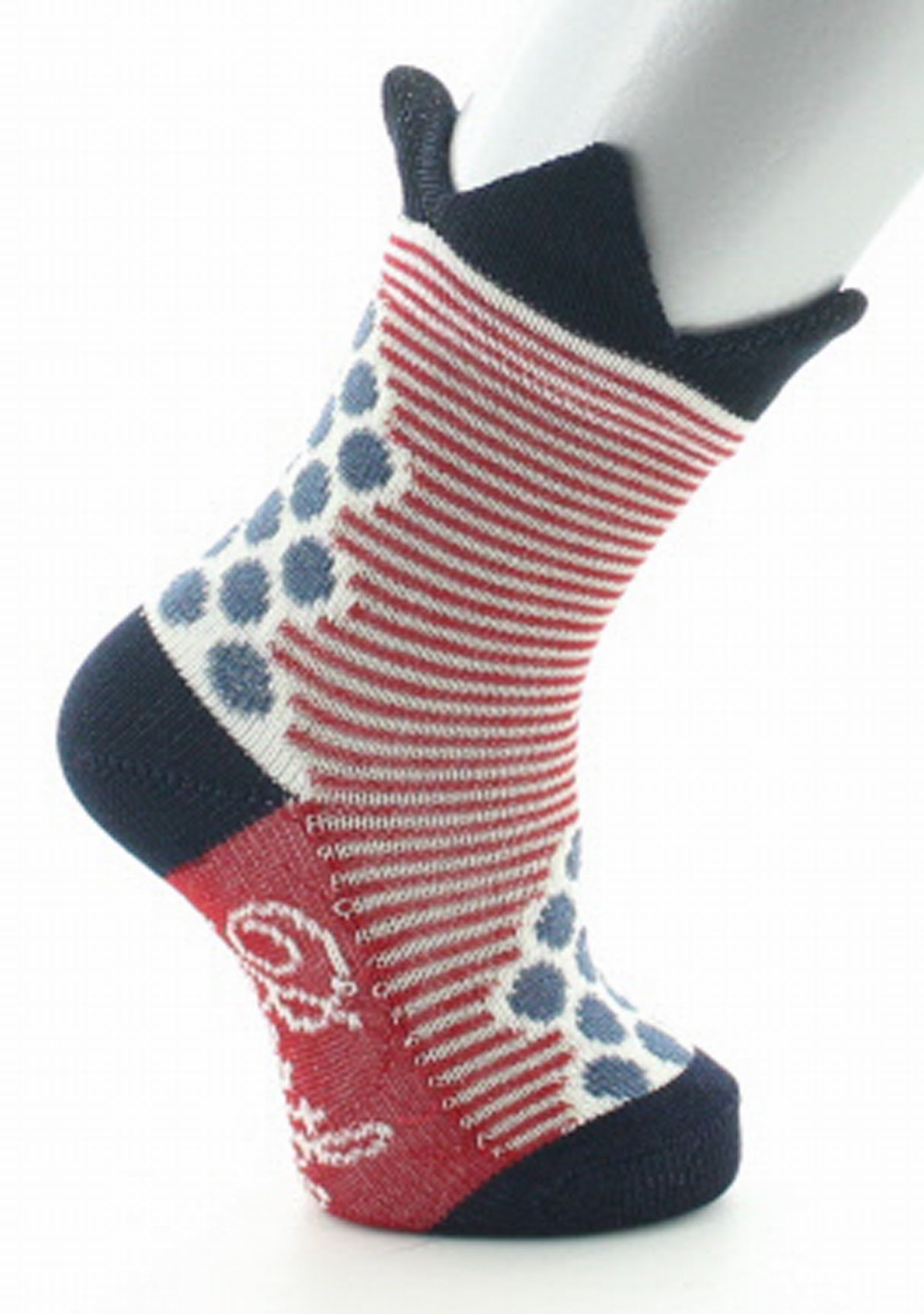 Chaussettes enfant coton fil d'Ecosse pois et rayures à couronne ROUGE